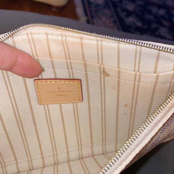 Louis Vuitton Neverfull MM removable pouch/clutch/wristlet Damier Azur material - Picture 13 of 14